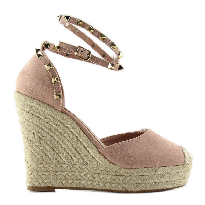 Espadrilles mit Nieten auf der rosa Plattform