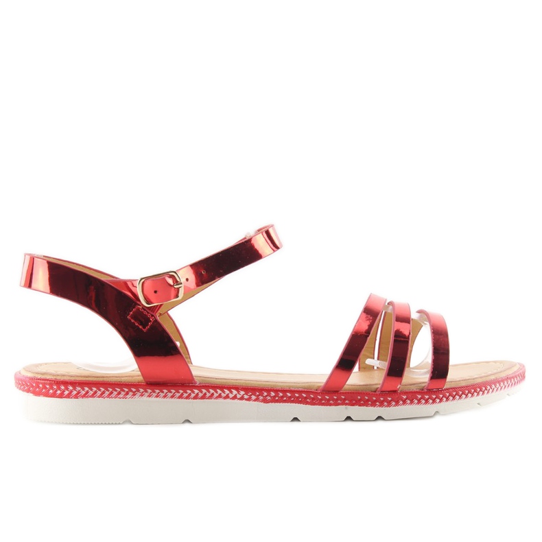 Sandalen mit Metallic-Finish Rot