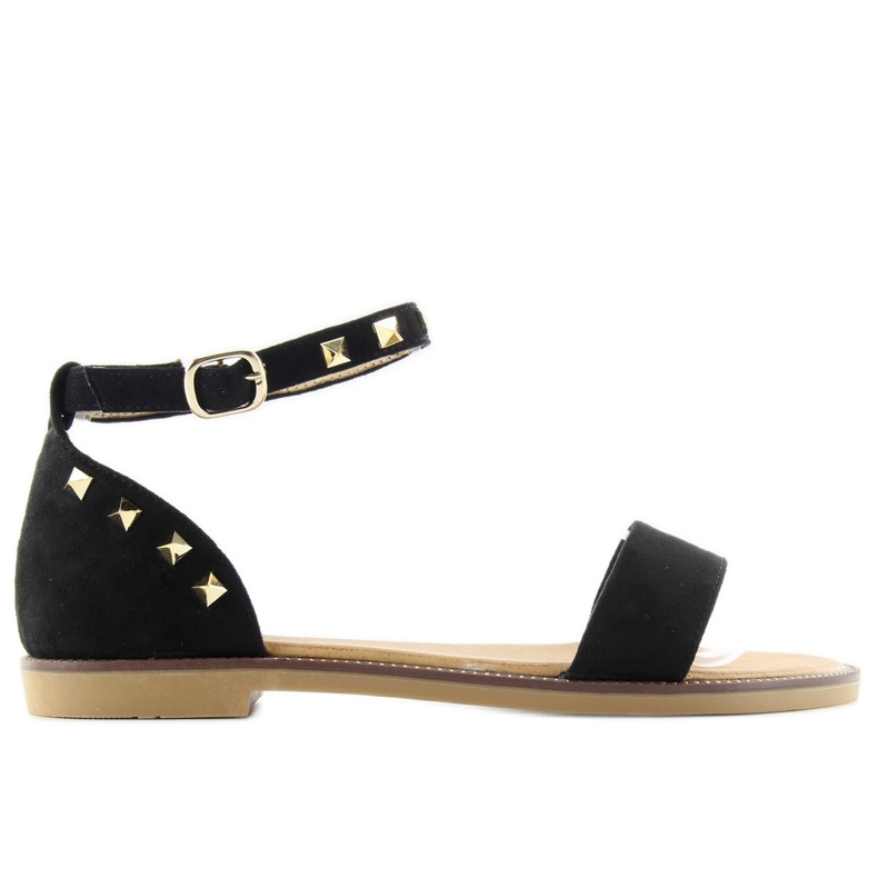 Sandalen mit nieten am knöchel s51 schwarz