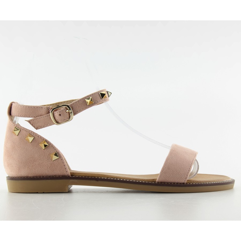 Sandalen mit Nieten am Knöchel s51 Pink rosa