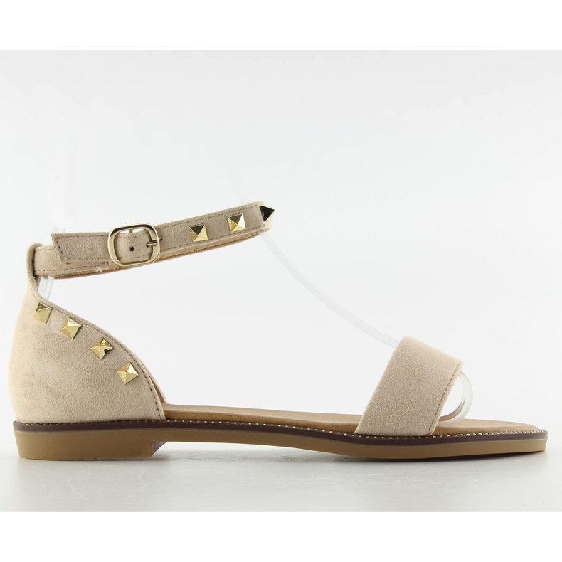 Sandalen mit Nieten am Knöchel s51 beige
