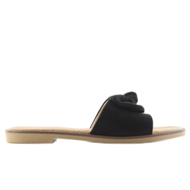 Damenhausschuhe mit Schleife S52 schwarz