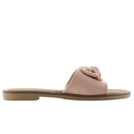 Damenhausschuhe mit Schleife S52 rosa