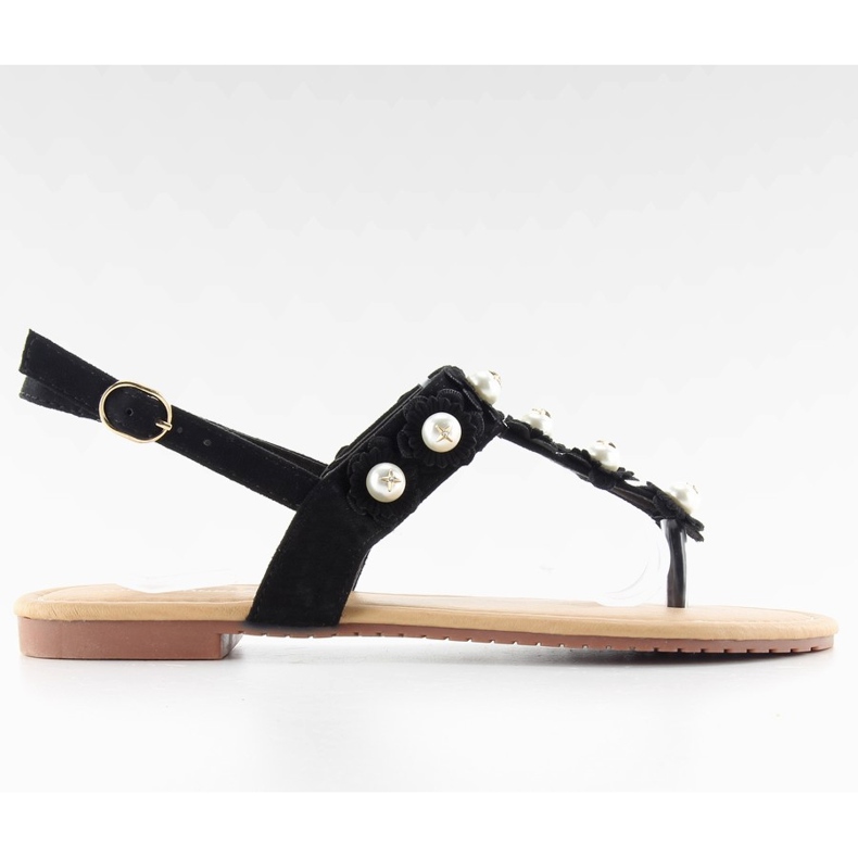 Flip-Flops mit Perlen D-6541 Schwarz