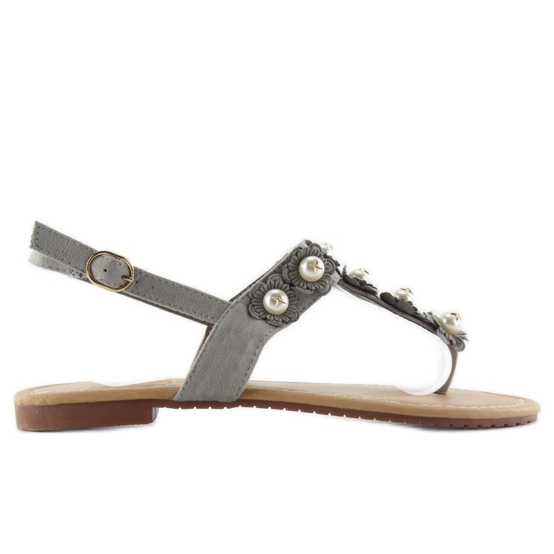 Flip-Flops mit Perlen D-6541 grau