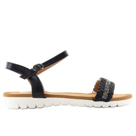 Schwarze Sandalen mit metallischem Glanz