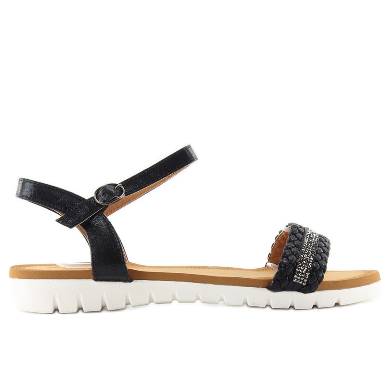 Schwarze Sandalen mit metallischem Glanz