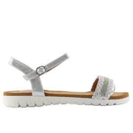 Sandalen in Metallic-Silber grau