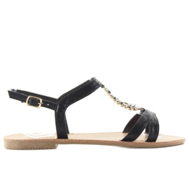 Sandalen mit dekorativen schwarzen Steinen