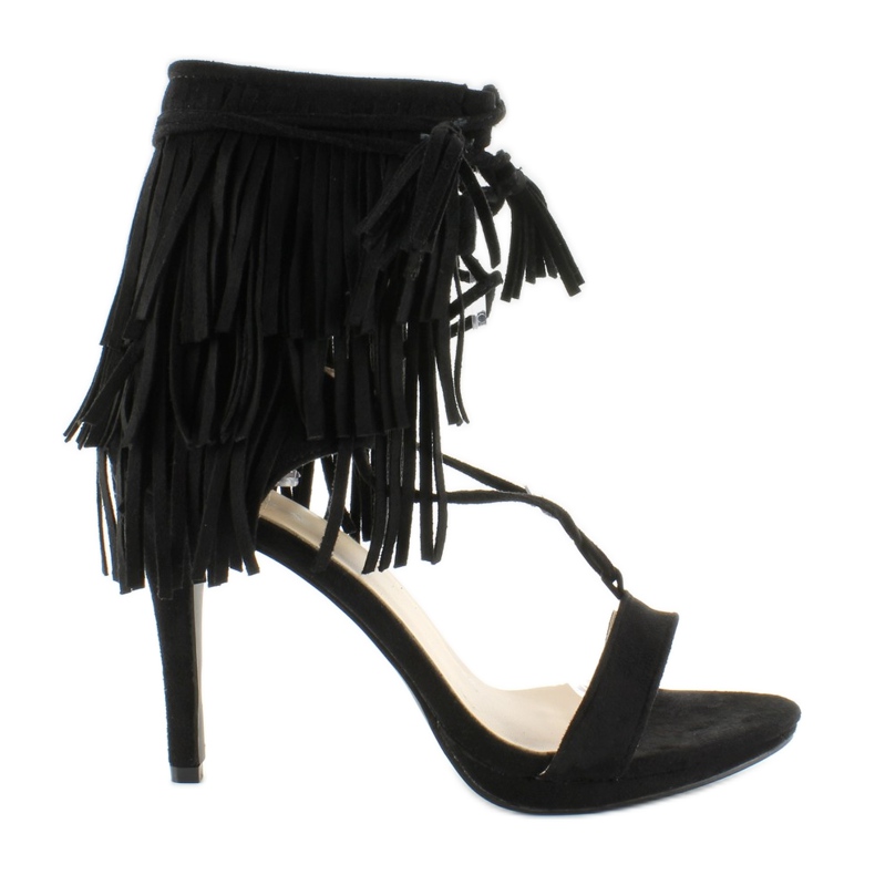 Sandaletten mit Fransen 8125 Schwarz
