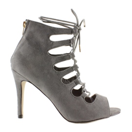 Schnürsandalen auf hohem Absatz Qq01P grau