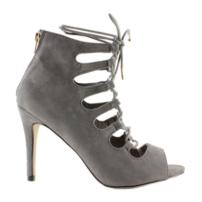 Schnürsandalen auf hohem Absatz Qq01P grau