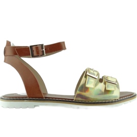 2015L-139-3W Goldene Hologramm-Sandalen