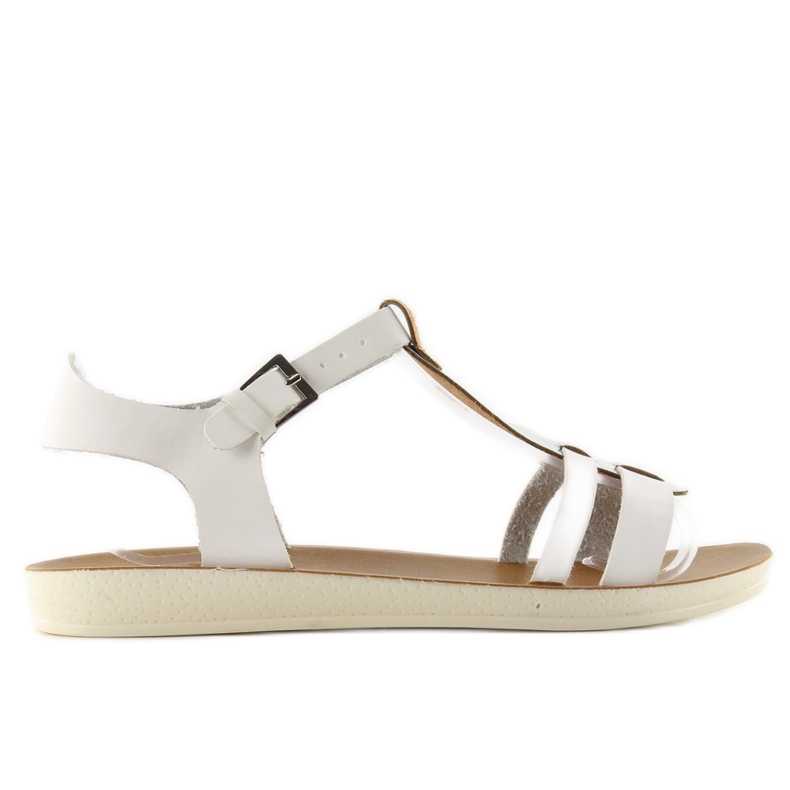Sandalen mit einem metallischen Riemen 760 weiß