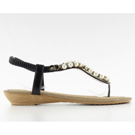 Sandalen mit Perlen 2017-25 Schwarz