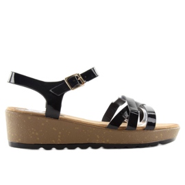 Sandale auf Kork-Keilabsatz 9051 schwarz