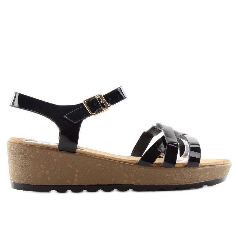 Sandale auf Kork-Keilabsatz 9051 schwarz