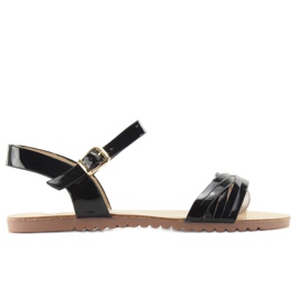 Sandalen mit glänzenden Streifen H8-72 schwarz