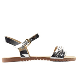 Sandalen mit glänzenden Streifen H8-72 grau