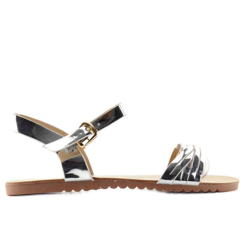 Sandalen mit glänzenden Streifen H8-72 grau