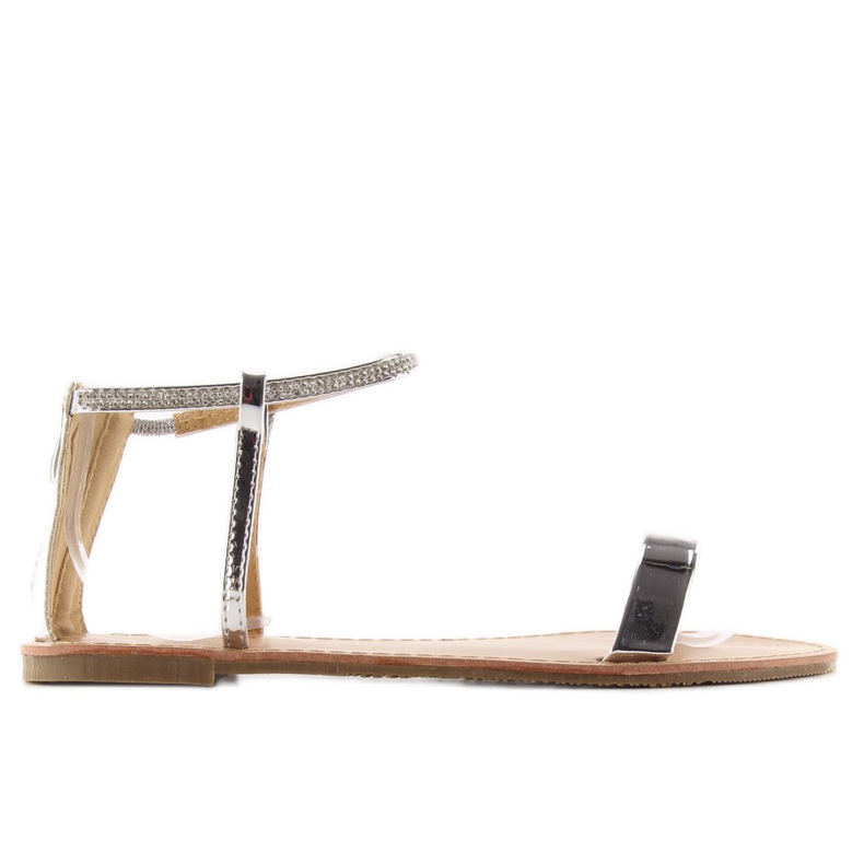 Sandalen mit Steinen am Knöchel Silber grau