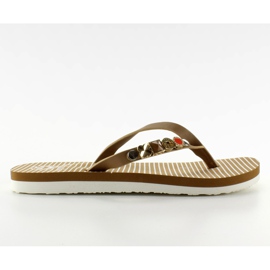 Flip-Flops mit verziertem Gürtel B762 Beige