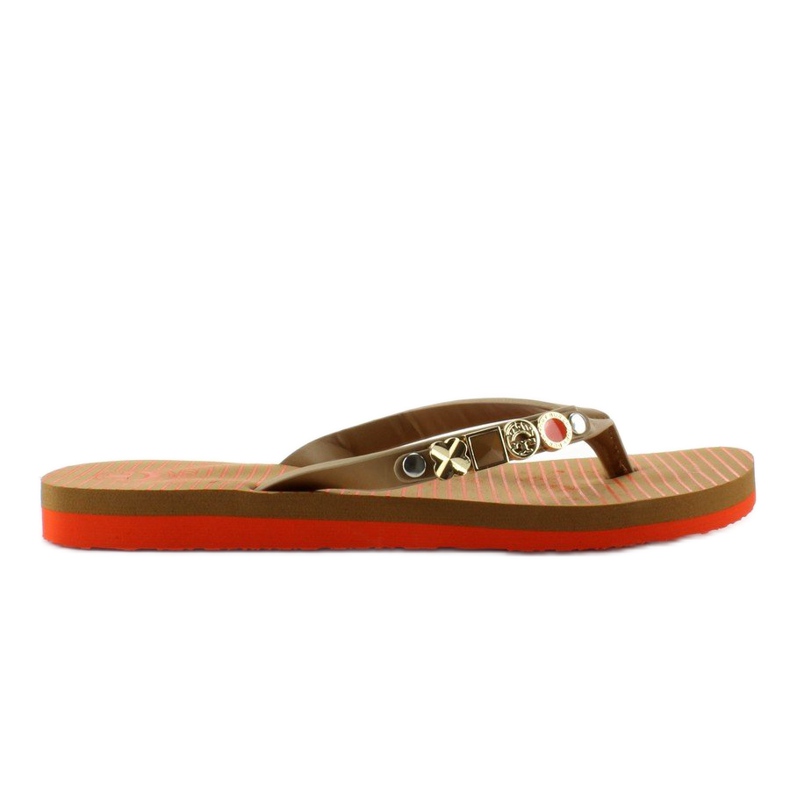 Flip-Flops mit verziertem Gürtel B762 L. Braun