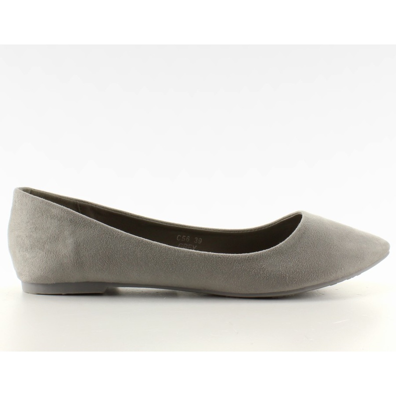 Glatte Ballerinas, zarter Spitz C56 Grey grau