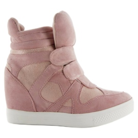Rosa Wildleder-Sneaker mit Klettverschluss