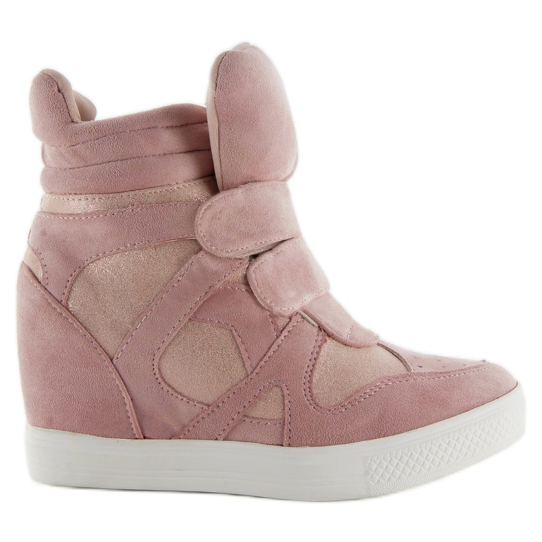 Rosa Wildleder-Sneaker mit Klettverschluss