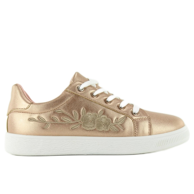 Kupferne Turnschuhe mit Stickerei 6732-y Rose Gold gelb