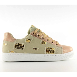 Vintage Rose Gold / Beige Trainer rosa gelb braun