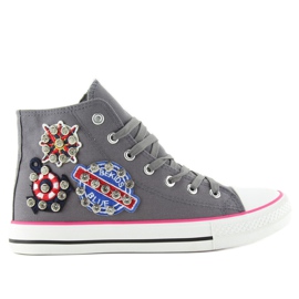 Ankle Sneakers mit Steinen BL101P Grau