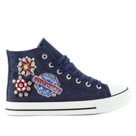 High-Top-Sneakers mit Steinen BL101P Navy marineblau