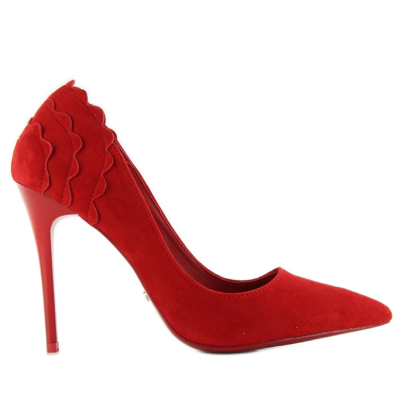 Wildleder High Heels mit Rüsche LE031 Rot