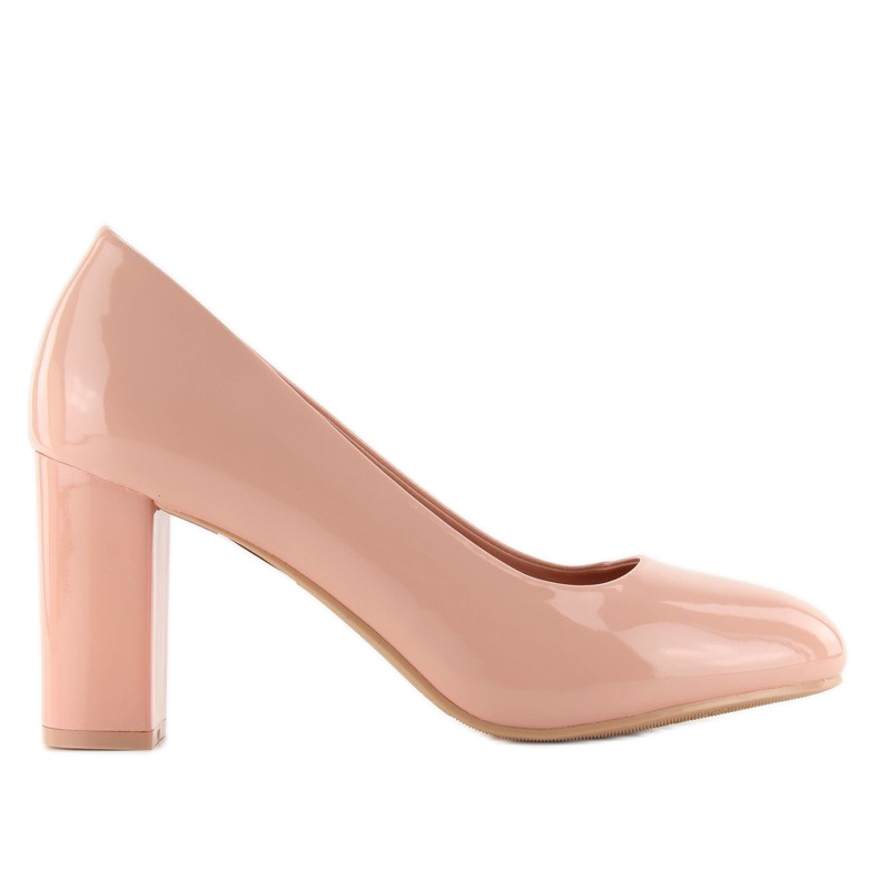 Lackierte Pumps mit breitem Absatz m263p Rosa