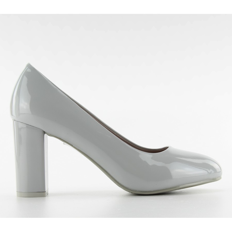 Lackierte Pumps mit breitem Absatz m263p Grau