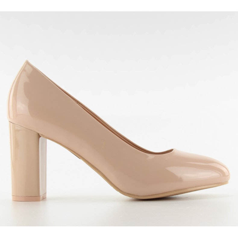Lackierte Pumps mit breitem Absatz m263p Beige mehrfarbig rosa