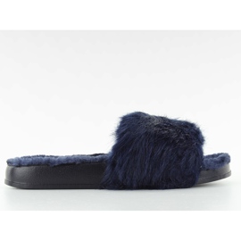 Pelzhausschuhe dd68 Blau marineblau