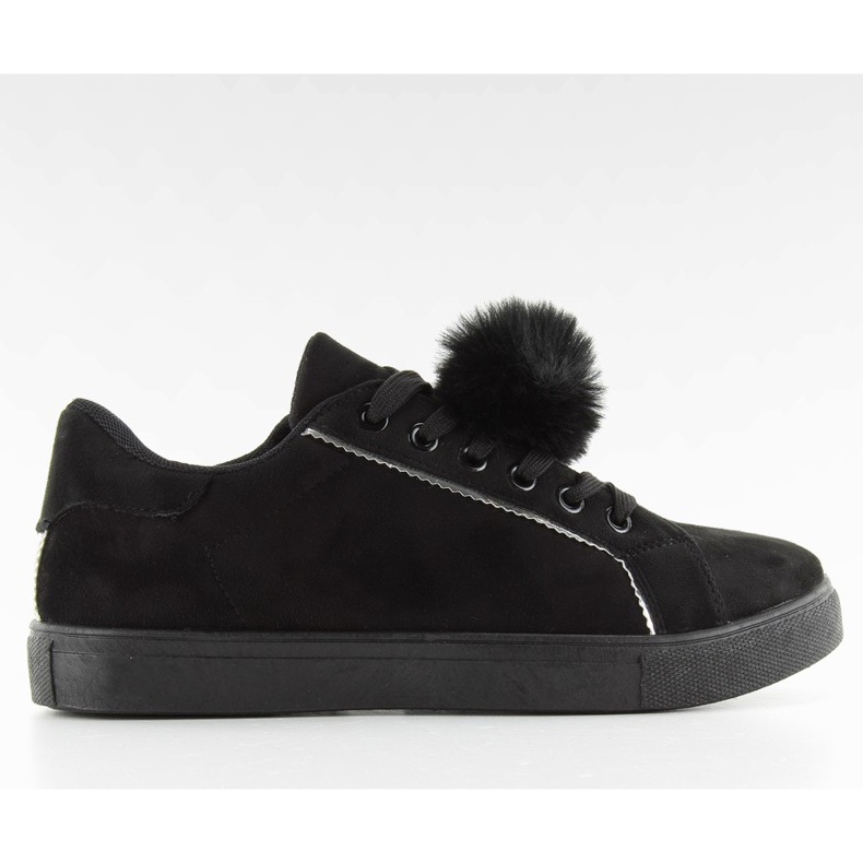 Turnschuhe mit Pompon K-90 Schwarz grau