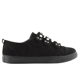 Turnschuhe mit l1078 Schwarzen Perlen