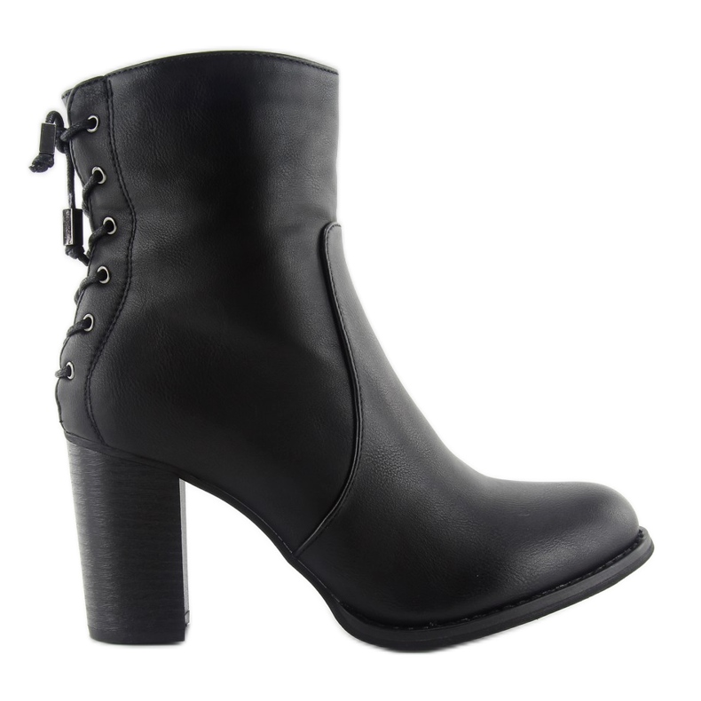 Dekorativer Schnürstiefel C288 schwarz