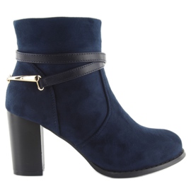 Hochhackige Stiefel aus Wildleder 3701 DK. Blau marineblau