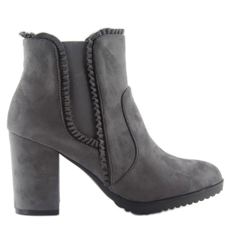 Stiefel mit hohen Absätzen mit Rüschen m269p Grau