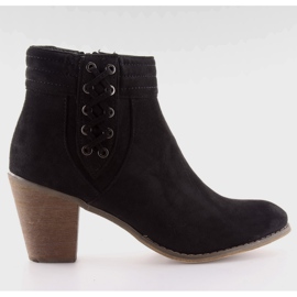 Hochhackige Wildlederstiefel 99-266 schwarz