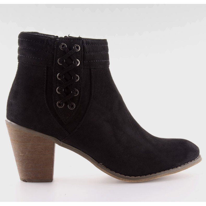 Hochhackige Wildlederstiefel 99-266 schwarz