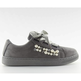 Graue Turnschuhe mit Perlen H99-11 Grau