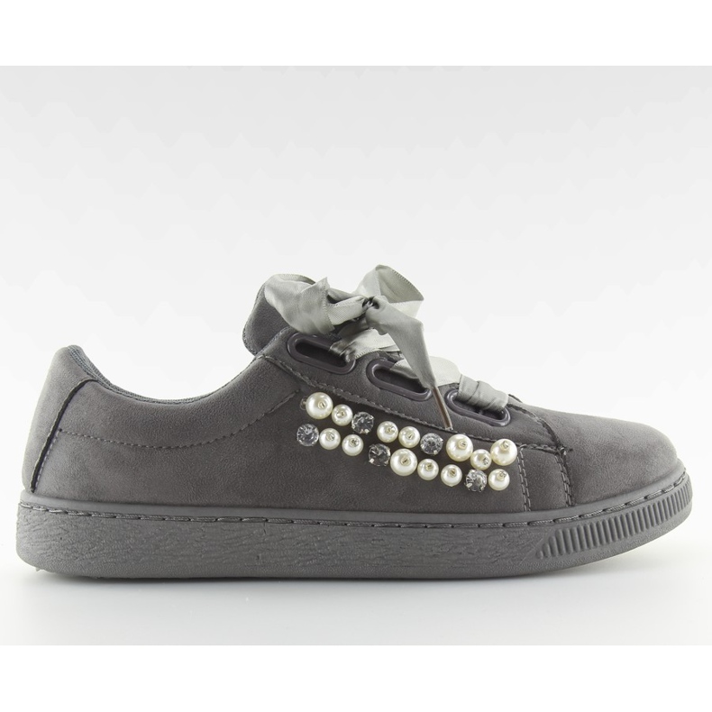 Graue Turnschuhe mit Perlen H99-11 Grau
