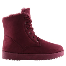 Schnür-Schneestiefel für Damen Burgund Wein rot