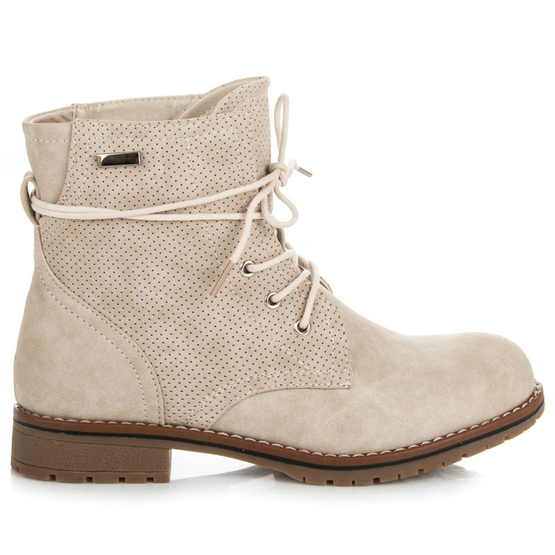 Juliet Beige Stiefeletten mit flachen Absätzen